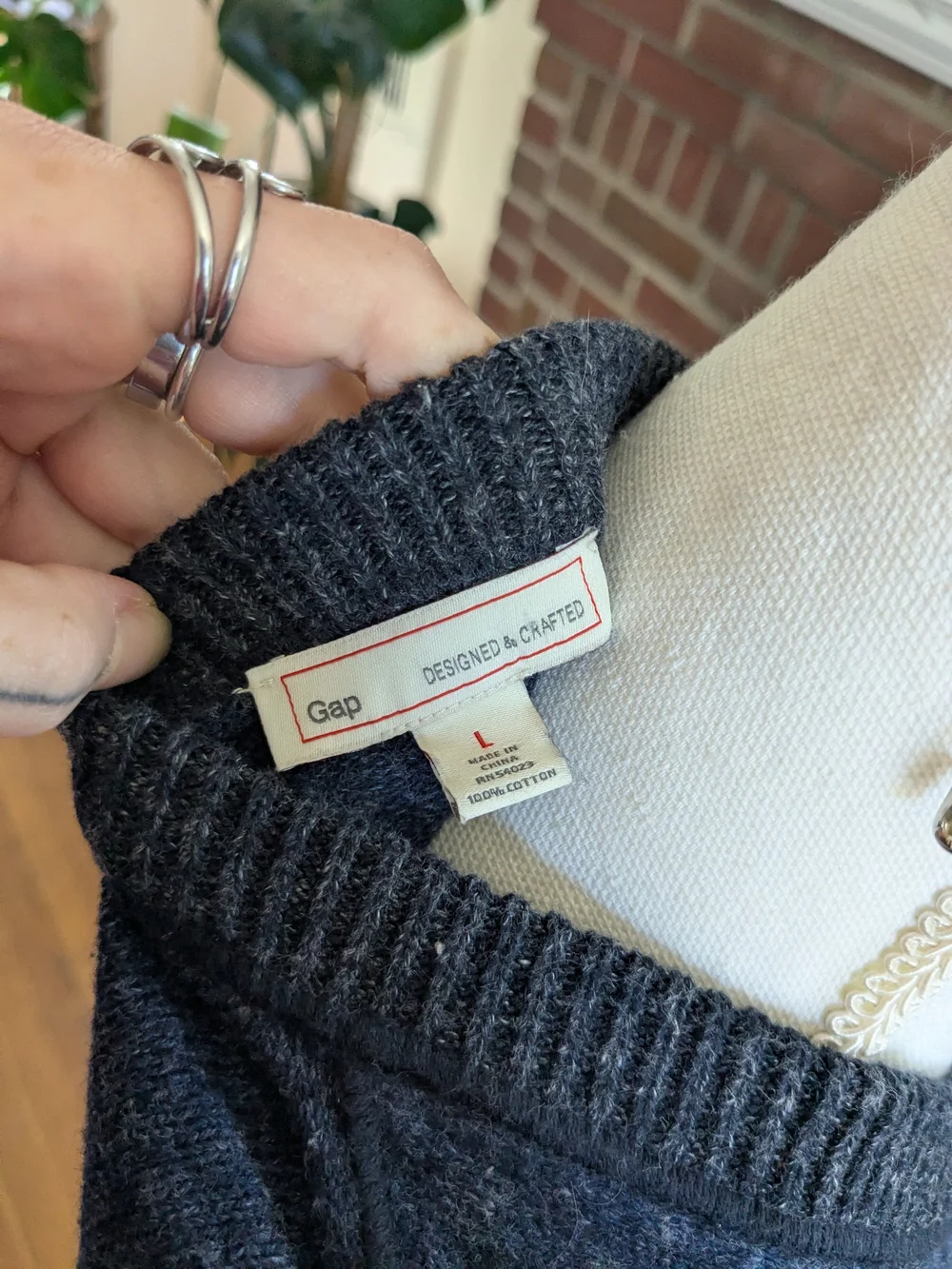 Navy Blue Cotton Crew Neck Sweater from Gap